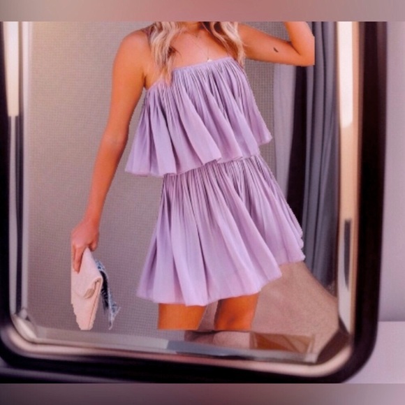 Exlura lavender pleated shorts romper w/ adj. spaghetti straps NEW small 🎉SALE - Picture 4 of 14